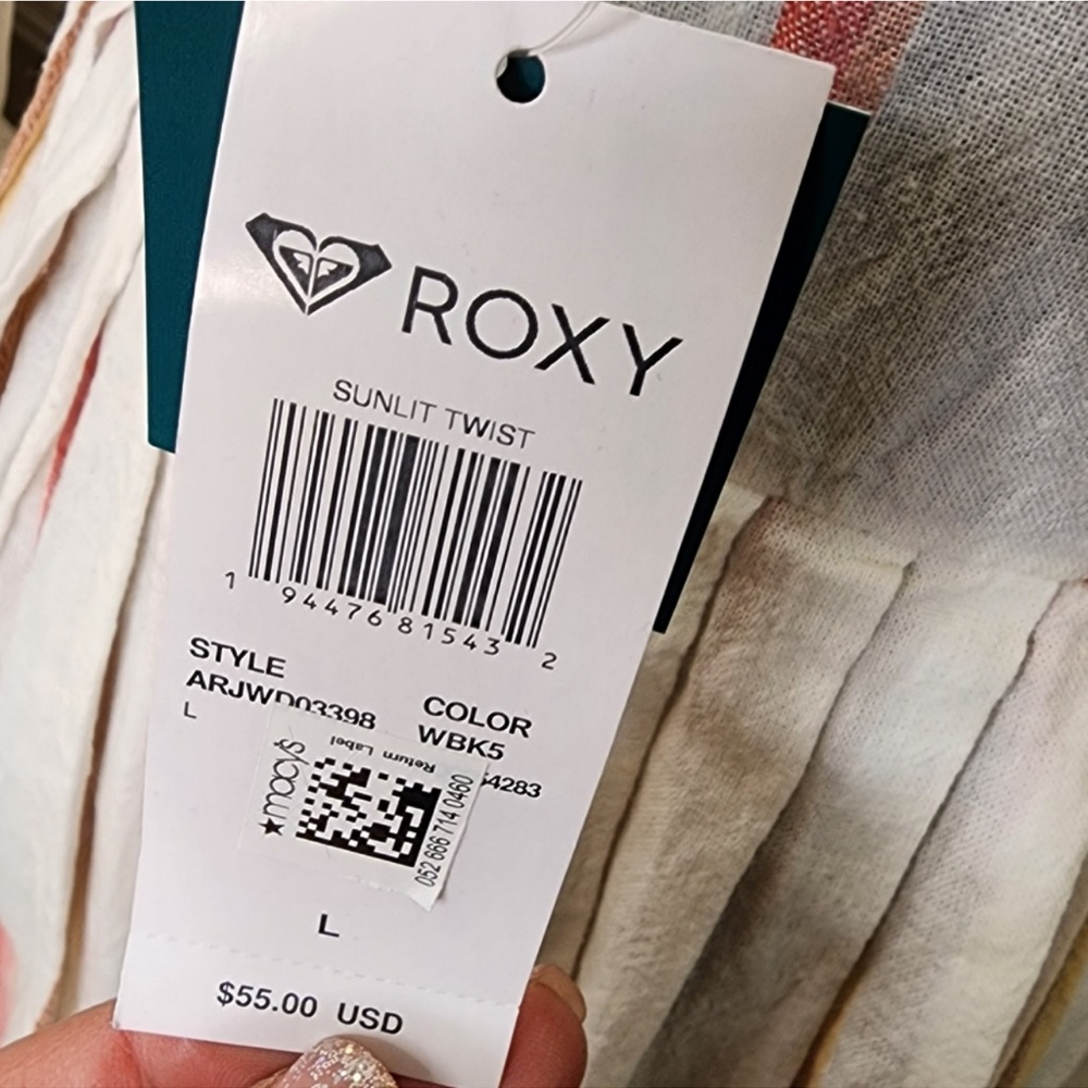 NWT Roxy striped linen fit and flare dress Size L - Picture 13 of 13
